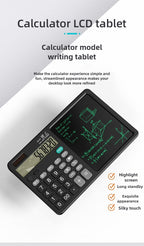 Solar Foldable Scientific Calculator with Writing and Drawing Tablet, LCD Large Screen Calculator