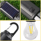 Solar Rechargeable Hooked Camping Lantern Waterproof Hanging Tent Light Bulbs with 3 Modes, Portable For Outdoor Hiking, Fishing