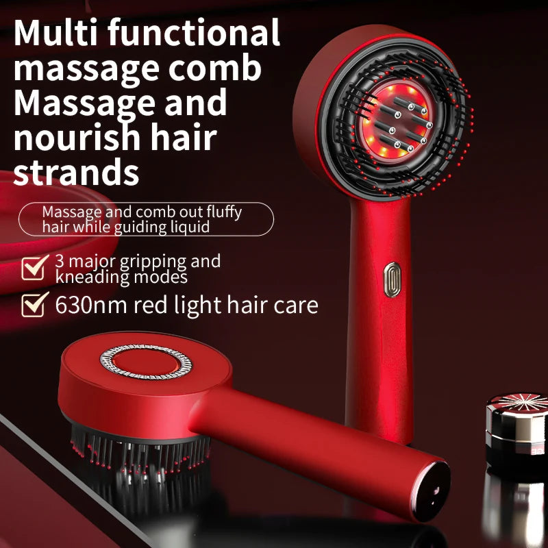 Electric Scalp Head Massage Comb 660nm Light Hair Growth Comb Hair Brush Head Spa 3 Levels Soft Massage Scalp Oil Applicator