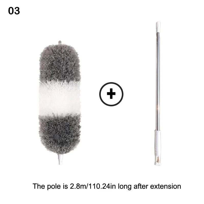 Reusable Ceiling Cleaning Tool 280cm Dust Dusters With Extension Pole Retractable Dust Removal Brush Microfiber Dusting Brush