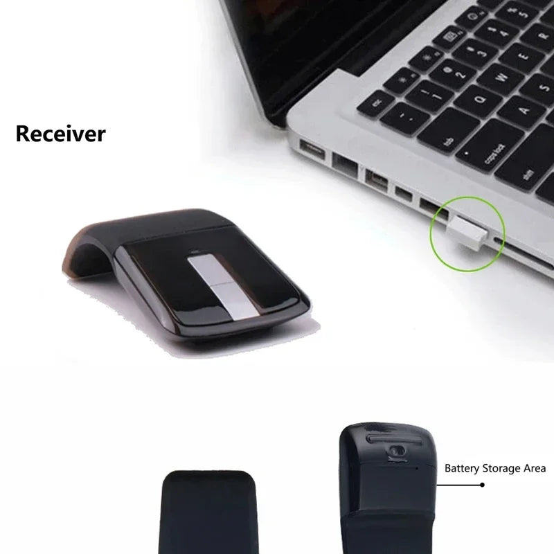 Wireless 2.4G/Bluetooth Mouse Arc Touch Folding Design Mause 1200 DPI Foldable Computer Portable Mice For Microsoft PC Laptop