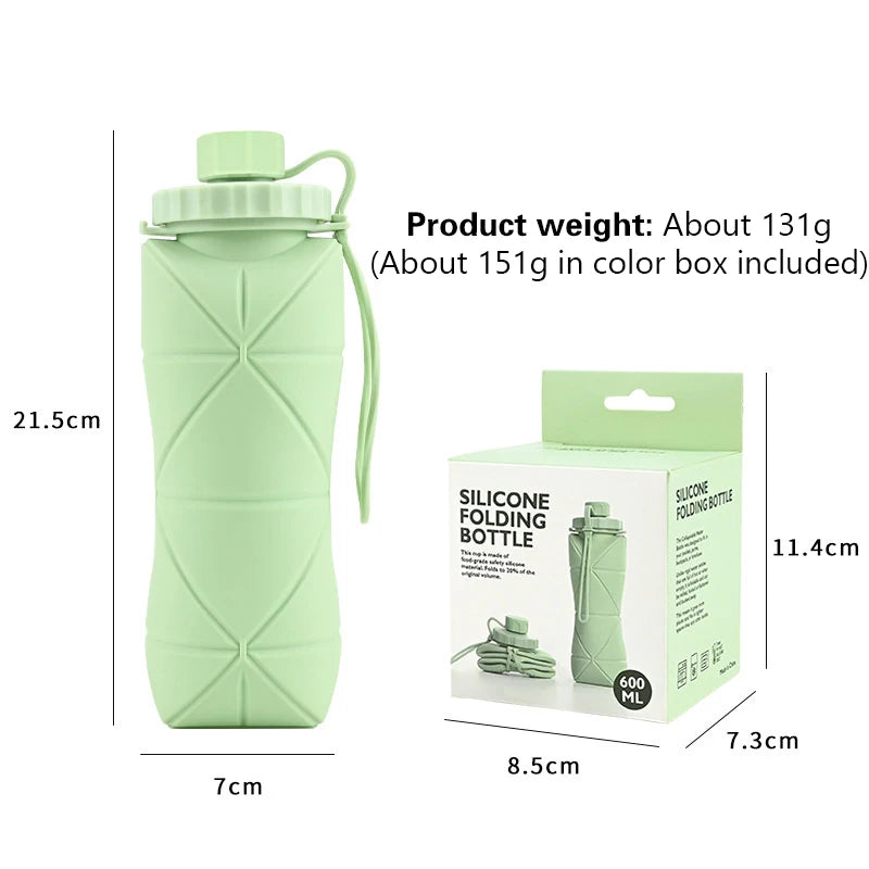 Food-grade Silicone Foldable Water Cup, Large Capacity, Portable for Outdoor Travel & Sports, Heat-resistant, Creative Collapsib