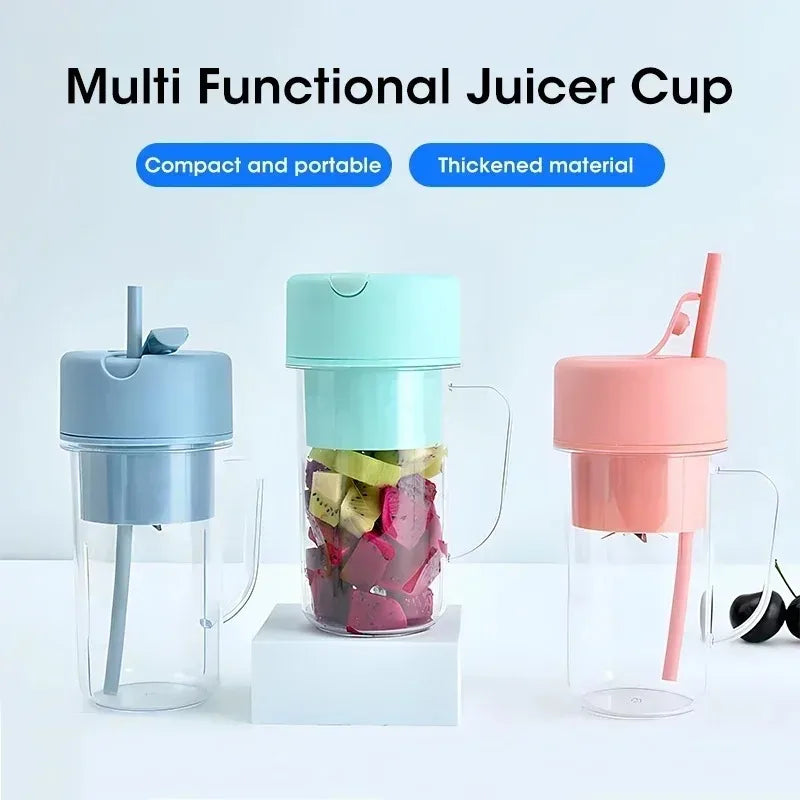 Portable USB Rechargeable Mini Blender Juicer Cup with Straw Cordless Juice Maker for Fruit Smoothies Home Outdoor Gym