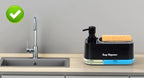 Dual Pump Soap Dispenser Set 3-in-1 Kitchen Organizer with Sponge Storage Box for Sink and Countertop Compact Cleaning Solution