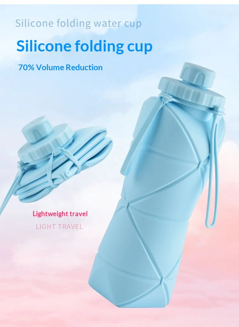 Food-grade Silicone Foldable Water Cup, Large Capacity, Portable for Outdoor Travel & Sports, Heat-resistant, Creative Collapsib