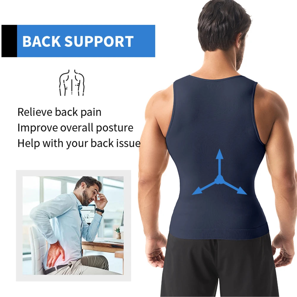 Men Compression Shirt for Body Shaper Slimming Vest Tight Tummy Underwear Tank Top