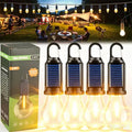 Solar Rechargeable Hooked Camping Lantern Waterproof Hanging Tent Light Bulbs with 3 Modes, Portable For Outdoor Hiking, Fishing