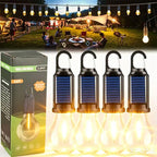 Solar Rechargeable Hooked Camping Lantern Waterproof Hanging Tent Light Bulbs with 3 Modes, Portable For Outdoor Hiking, Fishing
