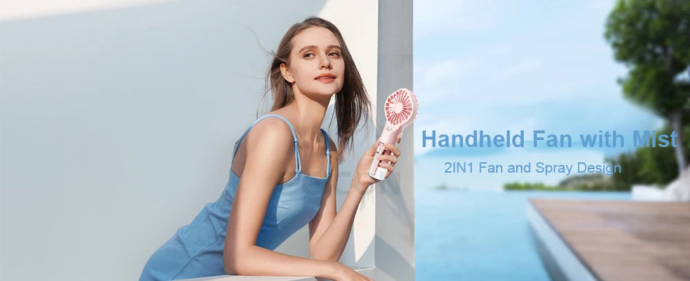 Portable Handheld Spray Fan Mini Humidifier Fan 4 Speeds Powerful Wind USB Rechargeable Water Spray Mist Fan Outdoor Small Fan