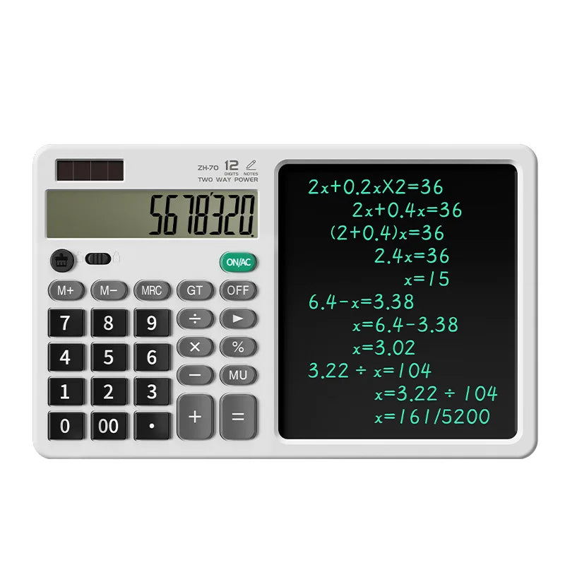 Solar Foldable Scientific Calculator with Writing and Drawing Tablet, LCD Large Screen Calculator