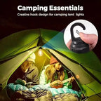 Solar Rechargeable Hooked Camping Lantern Waterproof Hanging Tent Light Bulbs with 3 Modes, Portable For Outdoor Hiking, Fishing