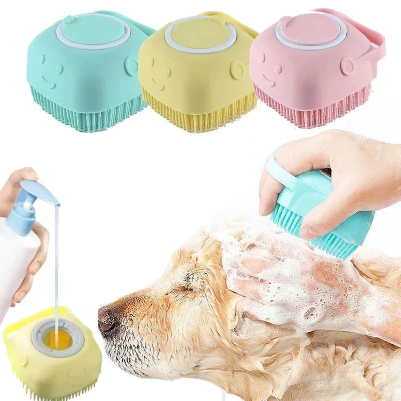 Soft Silicone Pet Bath Massage Glove Brush, Safe Washing Grooming Tool for Small Large Dogs Cats Bathroom Cleaning Accessory