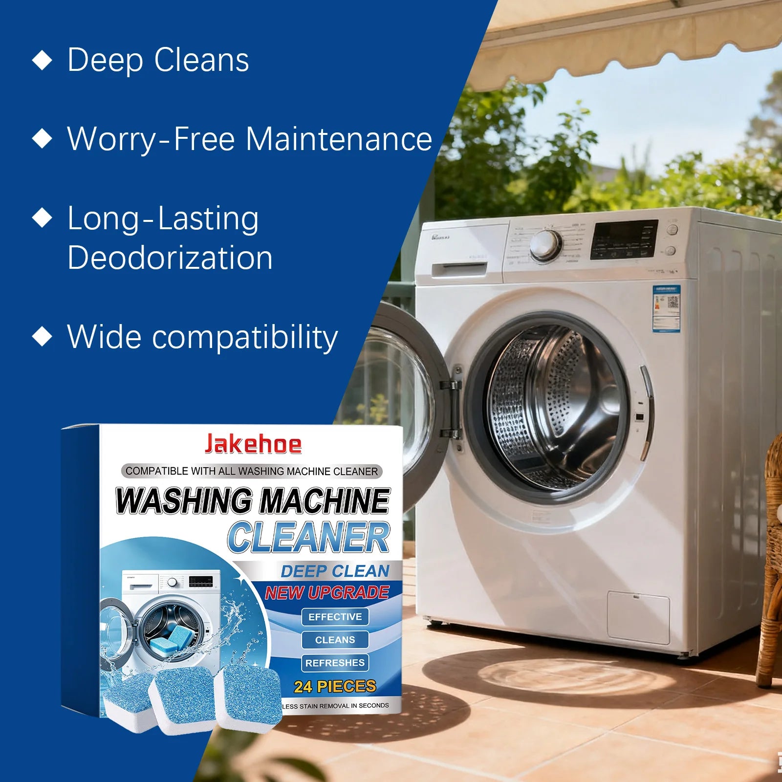 Washing Machine Cleaner Remove Limescale & Mold Stains Eliminate Odors Long-Lasting Fresh Scent Washing Machine Cleaning Tablets