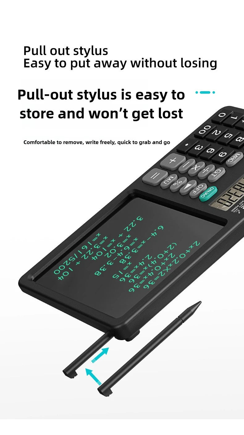 Solar Foldable Scientific Calculator with Writing and Drawing Tablet, LCD Large Screen Calculator