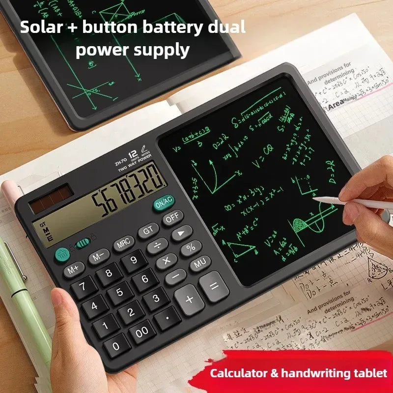 Solar Foldable Scientific Calculator with Writing and Drawing Tablet, LCD Large Screen Calculator