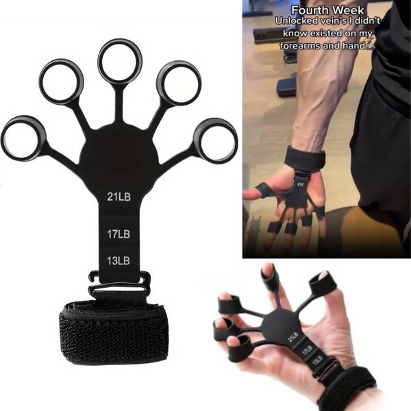 Silicone 5-Finger Grip Strengthener & Hand Therapy Trainer