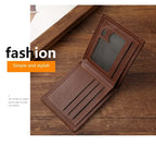 Men's leather short wallet thin wallet foldable minimalist soft leather wallet