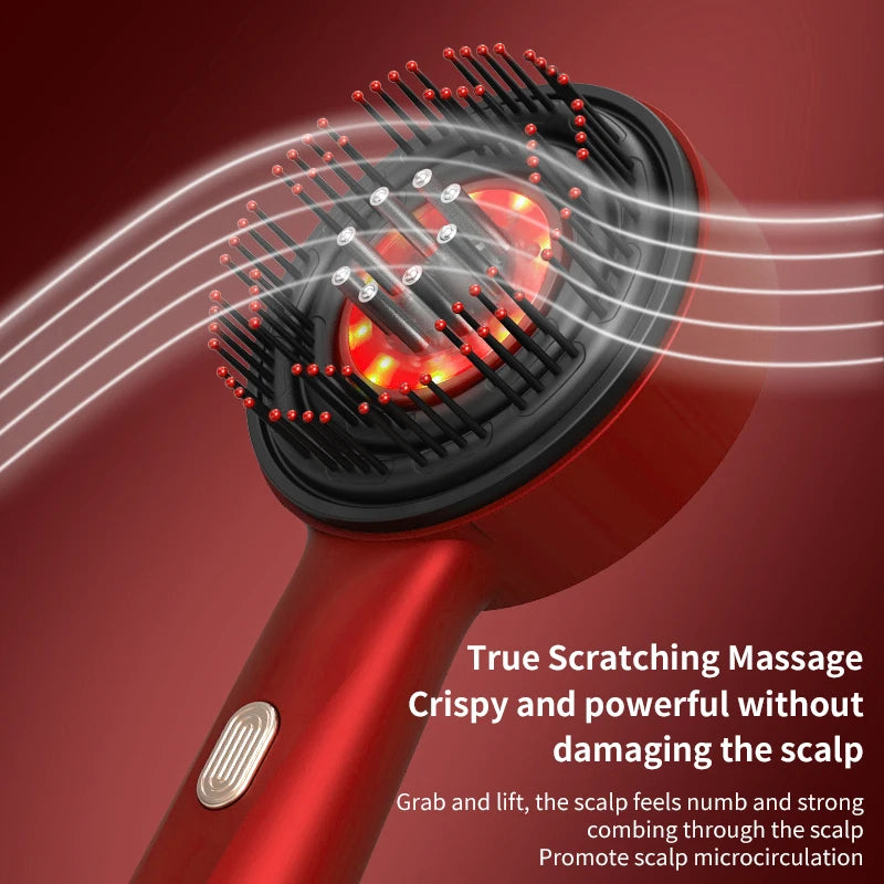 Electric Scalp Head Massage Comb 660nm Light Hair Growth Comb Hair Brush Head Spa 3 Levels Soft Massage Scalp Oil Applicator