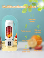 Portable USB Rechargeable Mini Blender & Juicer with Digital Display & 12-Blade System - Suitable for Travel, 3 Modes, USB- Oper