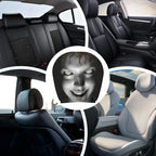 2PCS Car Horror Eyeless Monster Printed Headrest Cover Universal Elastic Funny Seat Head Case Halloween Party Decoration