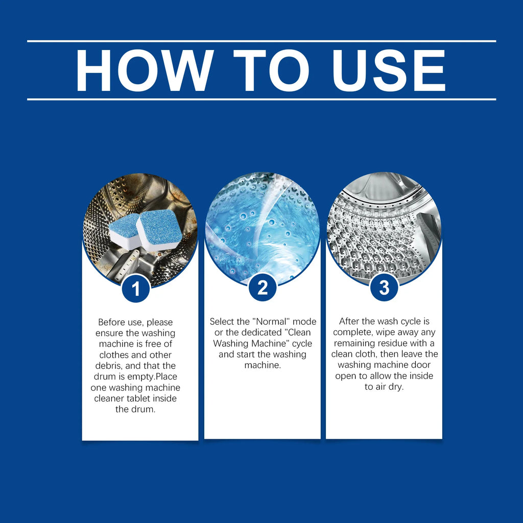 Washing Machine Cleaner Remove Limescale & Mold Stains Eliminate Odors Long-Lasting Fresh Scent Washing Machine Cleaning Tablets
