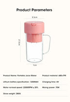 Portable USB Rechargeable Mini Blender Juicer Cup with Straw Cordless Juice Maker for Fruit Smoothies Home Outdoor Gym