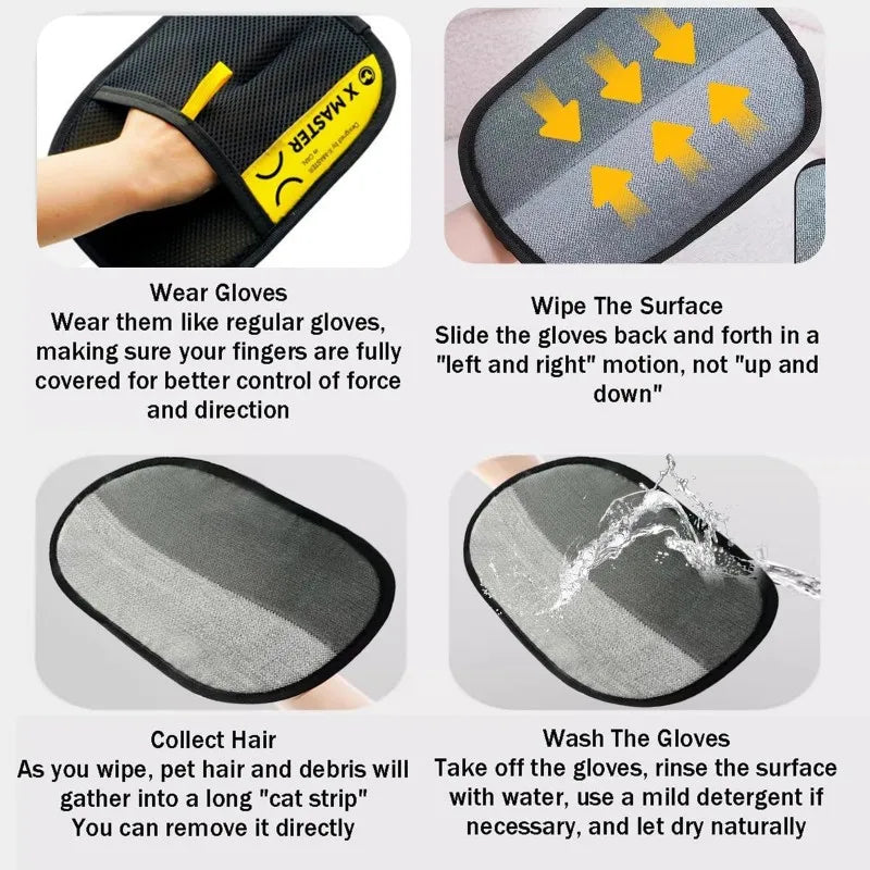 Animal hair glove Electrostatic gloves Two-way brush pet hair removal glove for cats dogs clothes furniture  electrostatic