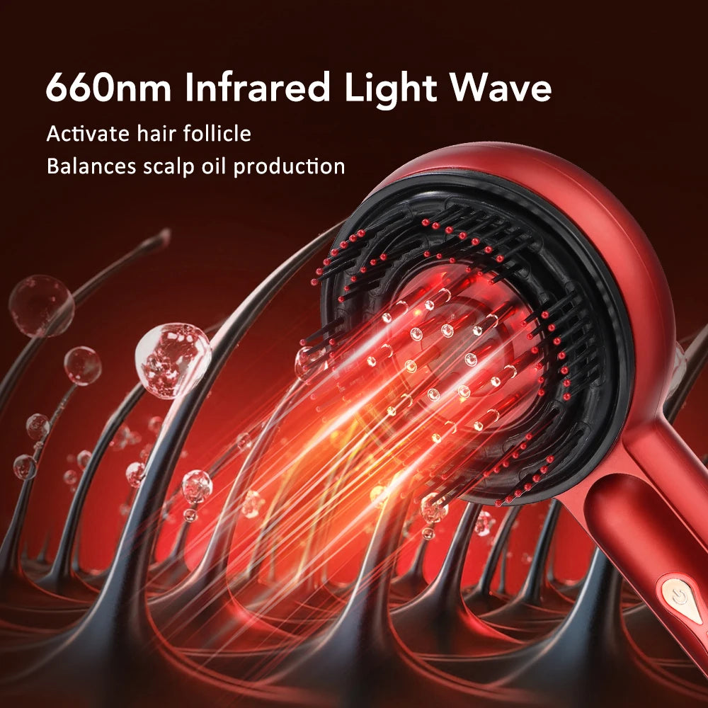 Electric Scalp Head Massage Comb 660nm Light Hair Growth Comb Hair Brush Head Spa 3 Levels Soft Massage Scalp Oil Applicator