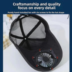 Solar Baseball Cap with Fan, Sun Protection USB Charging Fan Mesh Hat for Summer Outdoor Travel Fishing Camping Beach Golf