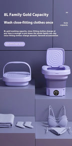 8L Portable Small Foldable Washing Machine with Spin Dryer For Socks Underwear Panties Washer Household Mini Washing Machine