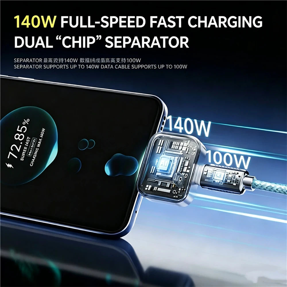 140W Physical-Disconnect Intelligence Charger Separator Protect Battery Overcharge Protection Auto Power-off  for Type-C Devices