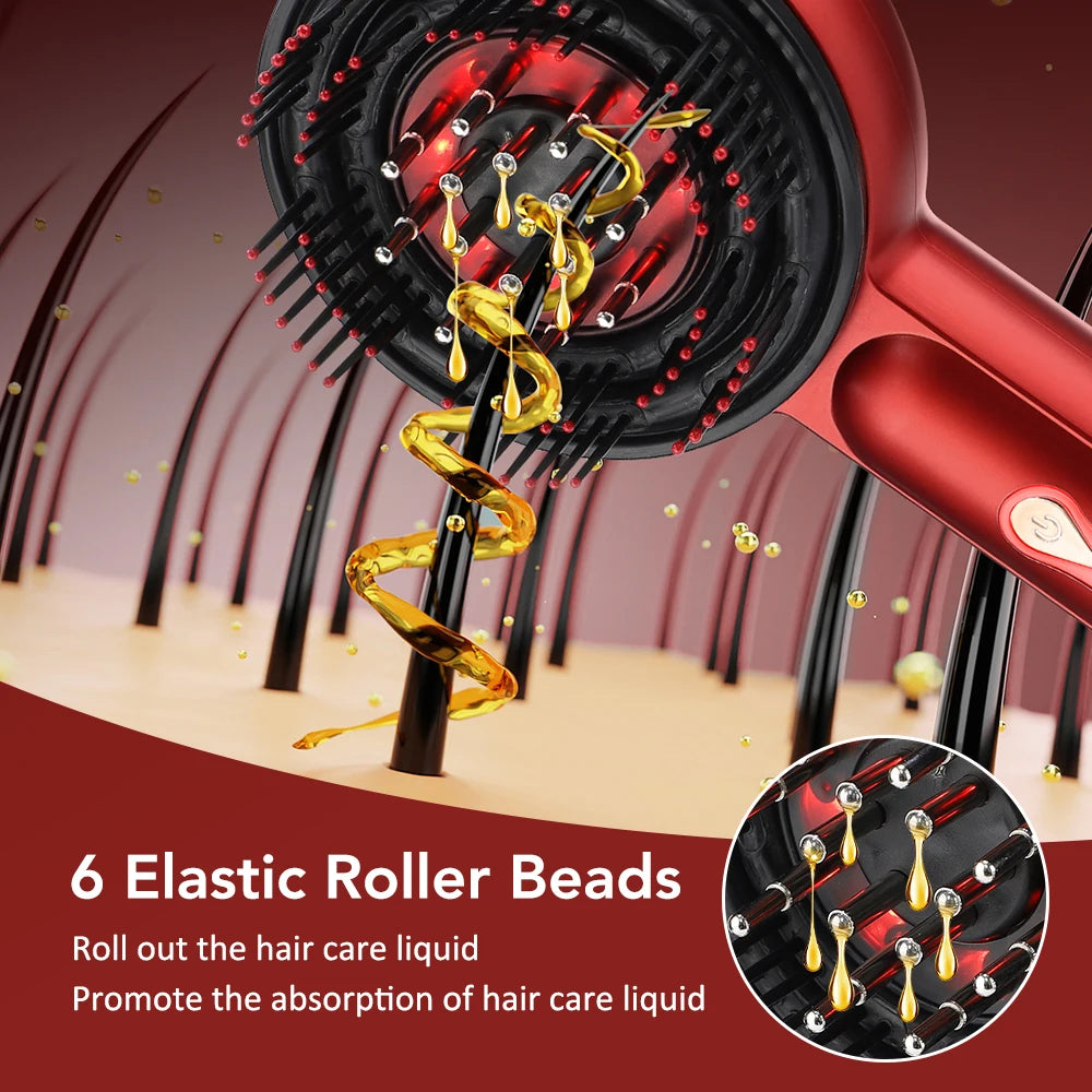 Electric Scalp Head Massage Comb 660nm Light Hair Growth Comb Hair Brush Head Spa 3 Levels Soft Massage Scalp Oil Applicator
