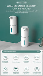 380ML Touchless IPX5 Waterproof 4-Gears Adjustable Foam/Gels Automatic Sense Soap Dispenser Electric Hand Dish Washing Machine
