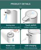 380ML Touchless IPX5 Waterproof 4-Gears Adjustable Foam/Gels Automatic Sense Soap Dispenser Electric Hand Dish Washing Machine