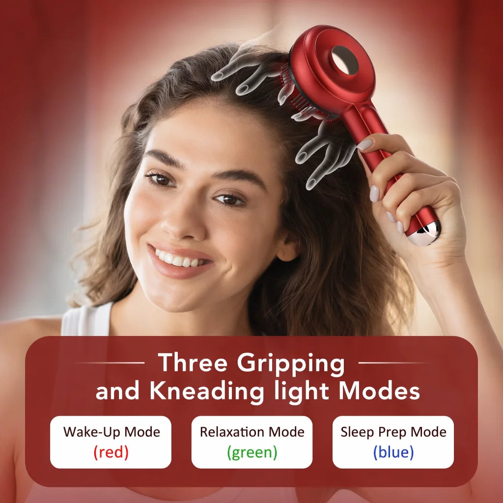 Electric Scalp Head Massage Comb 660nm Light Hair Growth Comb Hair Brush Head Spa 3 Levels Soft Massage Scalp Oil Applicator