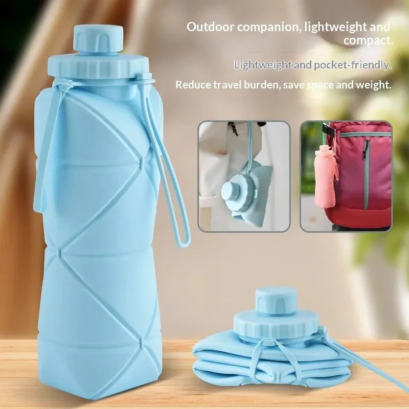 Food-grade Silicone Foldable Water Cup, Large Capacity, Portable for Outdoor Travel & Sports, Heat-resistant, Creative Collapsib
