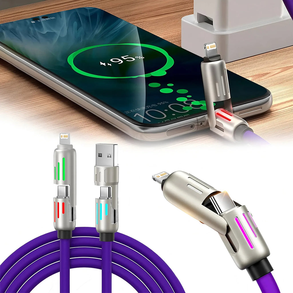 240W PD 4-IN-1 USB Type C to Type C Fast Charging Data Cable 1M For iPhone 16 Pro Max 15 iPad Xiaomi Samsung Tablet