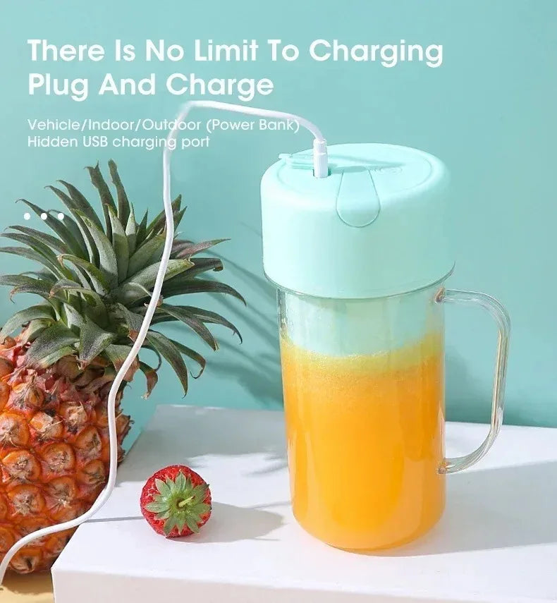 Portable USB Rechargeable Mini Blender Juicer Cup with Straw Cordless Juice Maker for Fruit Smoothies Home Outdoor Gym