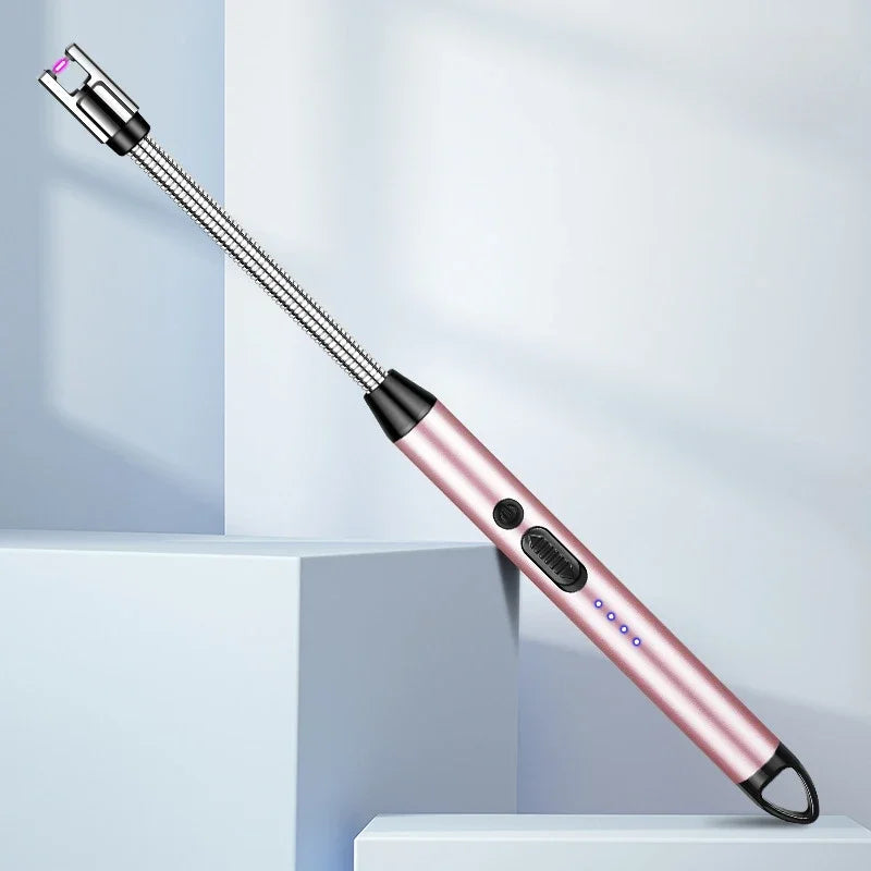 Type-C Rechargeable Kitchen Artifact Portable Smart Pulse Igniter Household Gas Stove Long Handle Electronic Lighter Wholesale