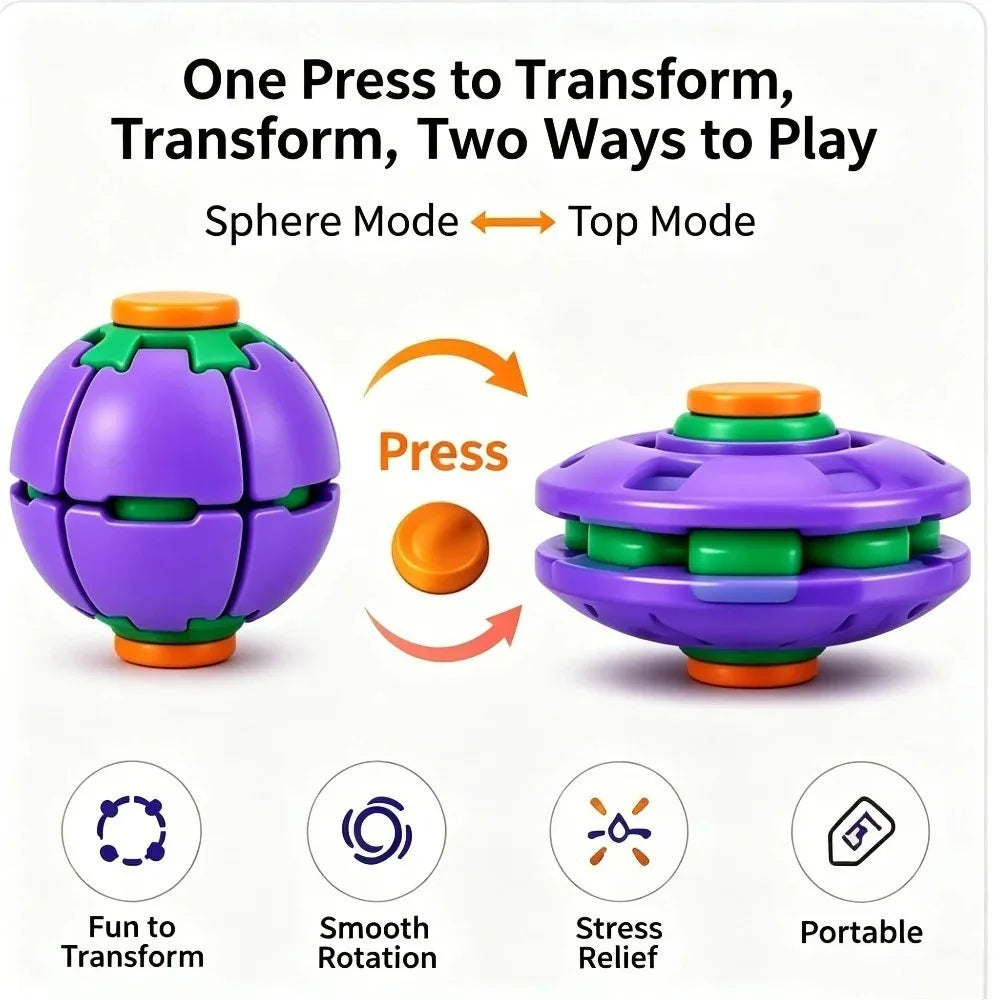 Transforming Fidget Spinner Ball Press To Spin 3D Printed Stress Relief Toys Portable Deformation Decompression Toys Party Favor