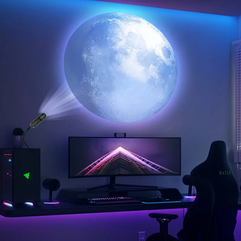USB Projector Light Halloween Moon Lamp Christmas Holiday Night Light Rotatable Scenes Projector for Wall Ceiling Decor Lighting