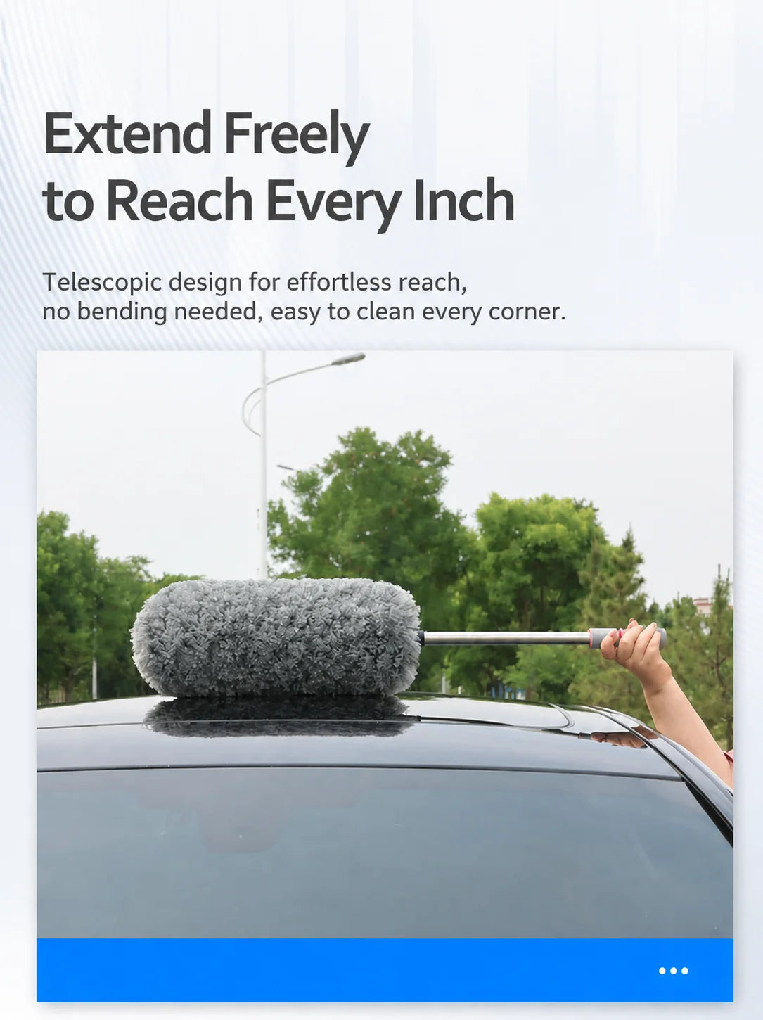 Professional Car Duster Microfiber Cleaning Brush Telescopic Long Handle Car Wash Mop Scratch Free Auto Detailing Dust Remover