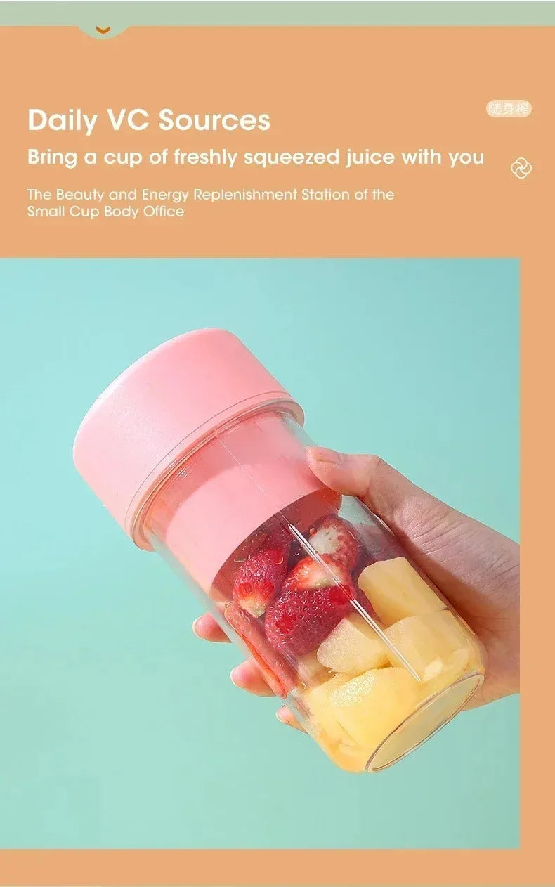 Portable USB Rechargeable Mini Blender Juicer Cup with Straw Cordless Juice Maker for Fruit Smoothies Home Outdoor Gym