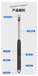 Type-C Rechargeable Kitchen Artifact Portable Smart Pulse Igniter Household Gas Stove Long Handle Electronic Lighter Wholesale