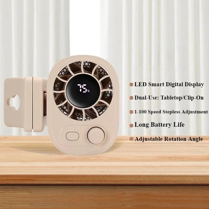 Tragbarer Auto-Clip-Lüfter 360° Drehbarer Tragbarer Mini-Ventilator Mit 100-Gang-Wind Und Clip Für Büro, Camping, Reisen Sport