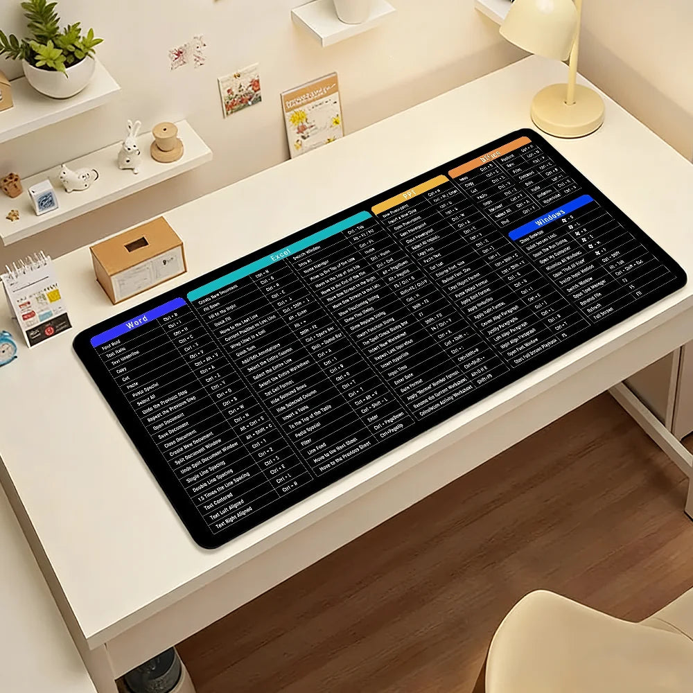 Word Excel PPT Office Shortcuts MousePad Non-slip Locking Edge PC Laptop Accessories Rubber Office Keyboard Game XXL DeskMat