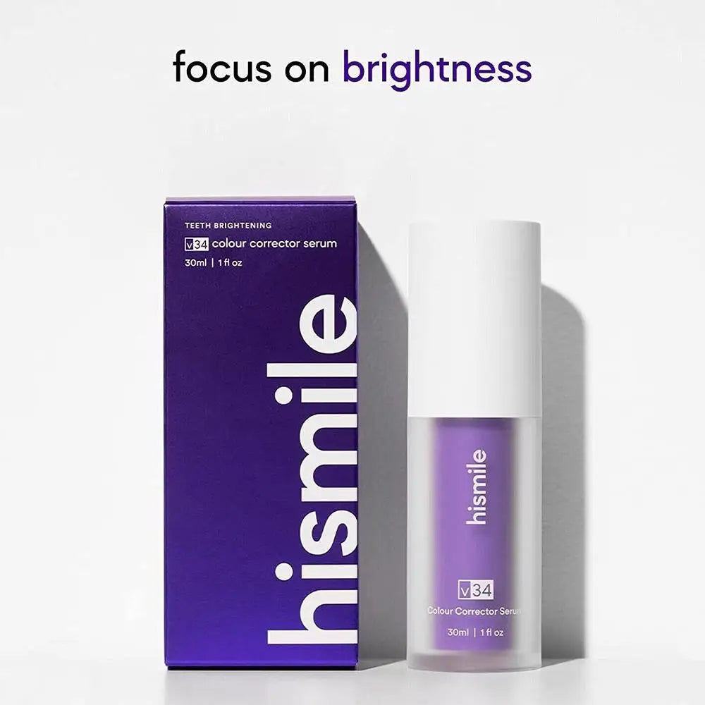 Hismile V34 Colour Corrector Serum 30ml Original Professional Purple Toothpaste Remove Tooth Stains Enhance Tooth Whiten Effect