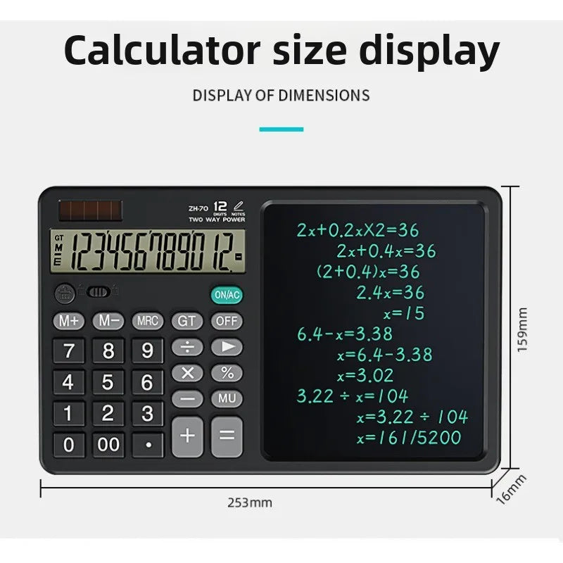 Solar Foldable Scientific Calculator with Writing and Drawing Tablet, LCD Large Screen Calculator