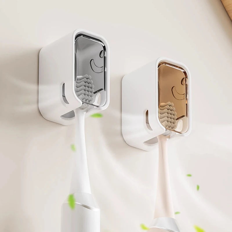 4PCS Toothbrush Holder Portable Flip-top Electric Toothbrush Storage Rack Dustproof Wall Mounted Tooth Brush Storage Box