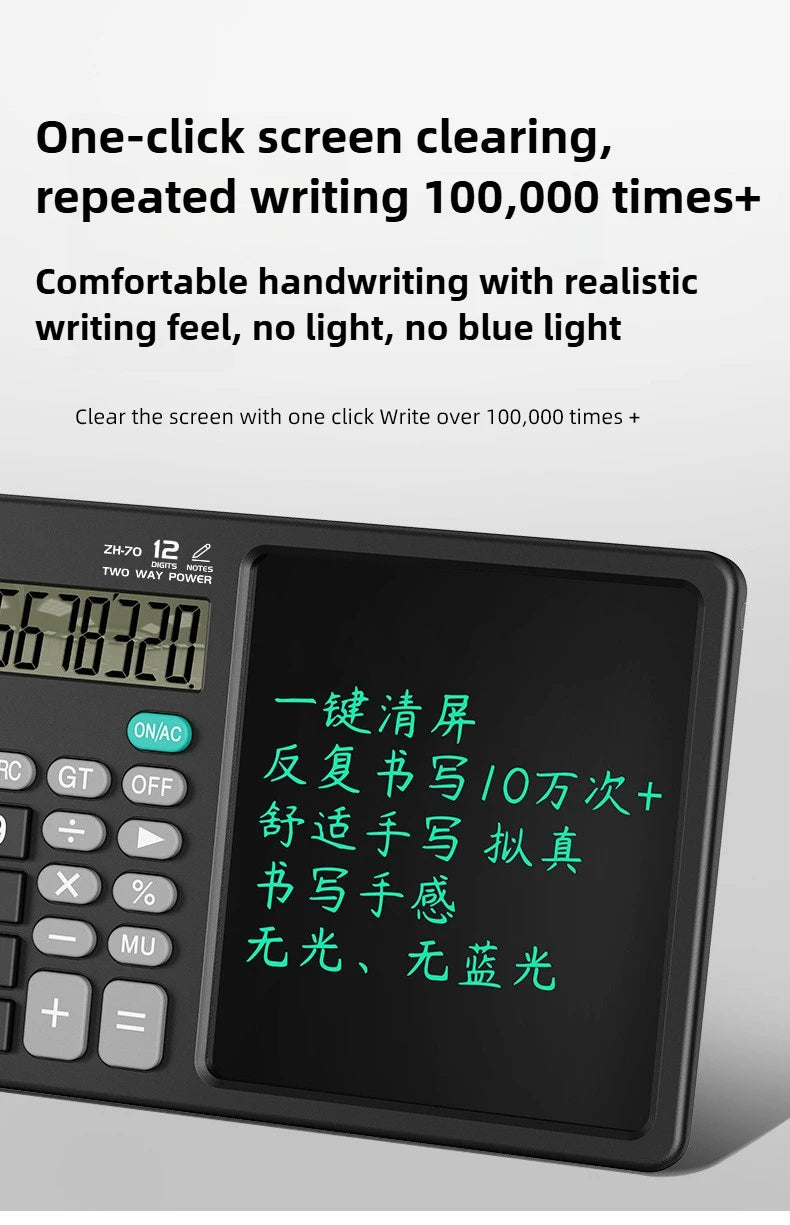 Solar Foldable Scientific Calculator with Writing and Drawing Tablet, LCD Large Screen Calculator